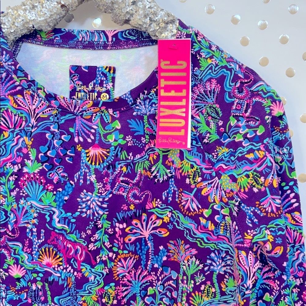 Lilly Pulitzer Luxletic Purple Berry Colony Conga Blythe Pullover UPF 50+ Top ~ - Picture 5 of 14